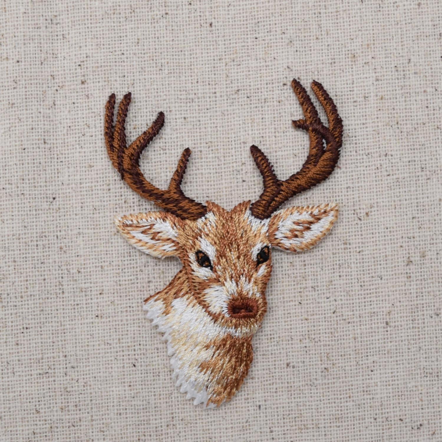 White Tail Buck Embroidered Iron on Patch
