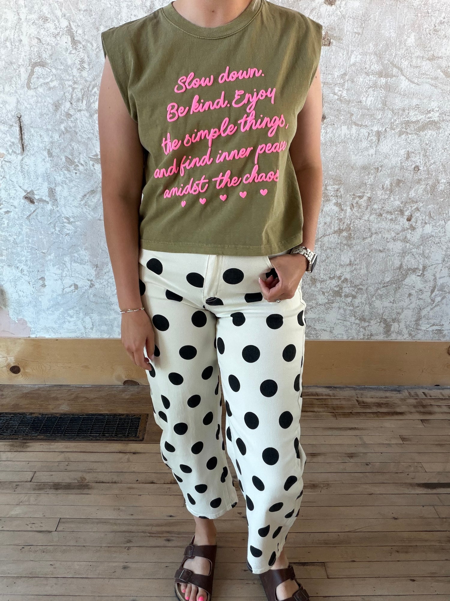 Bold Ivory Polka Dot Barrel Pants