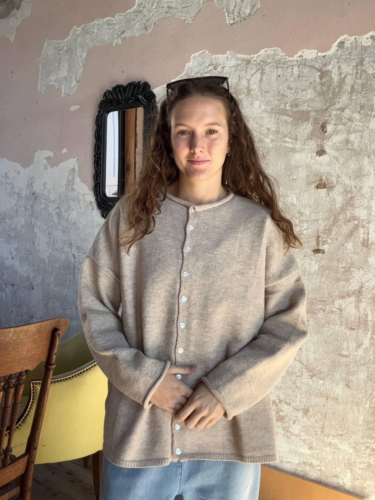 Oversized Heart-Button Piper Cardigan