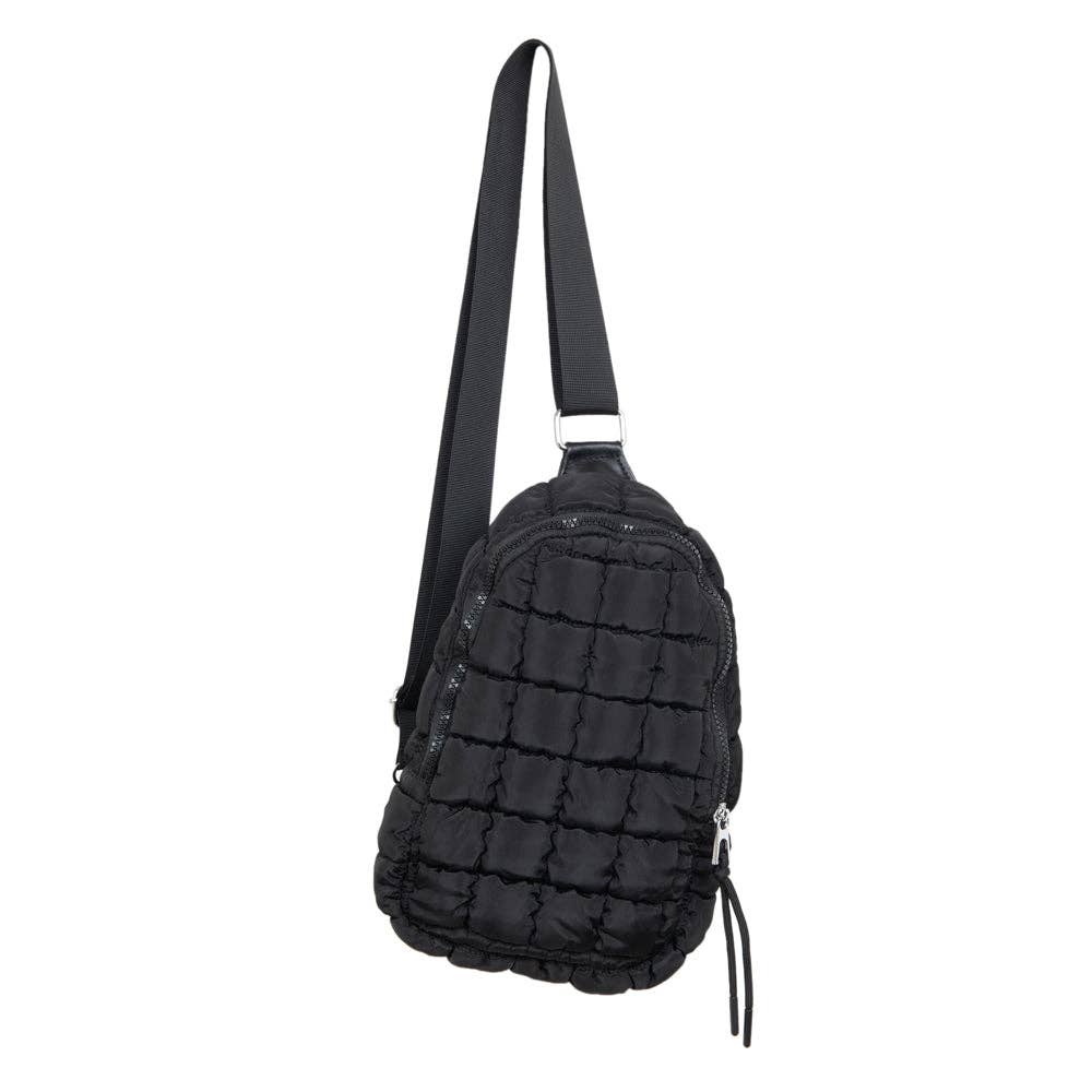 Black Quilted Sling Crossbody Bag