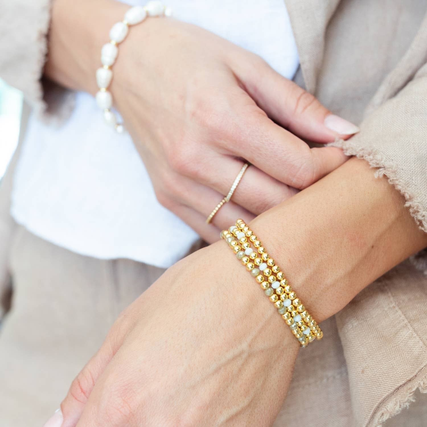 4mm Gold Bead Stretch Bracelet