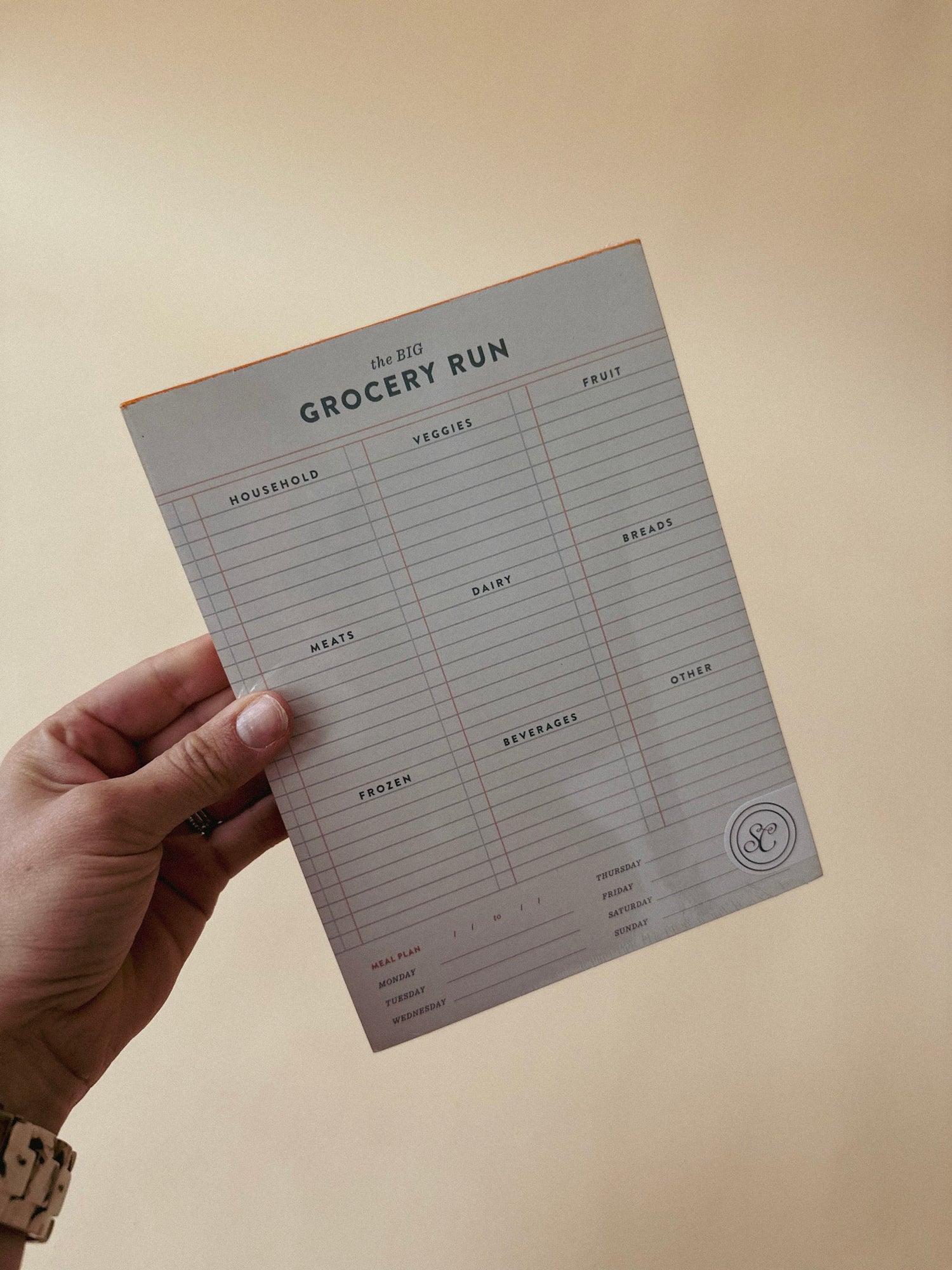 Grocery Run Weekly Notepad