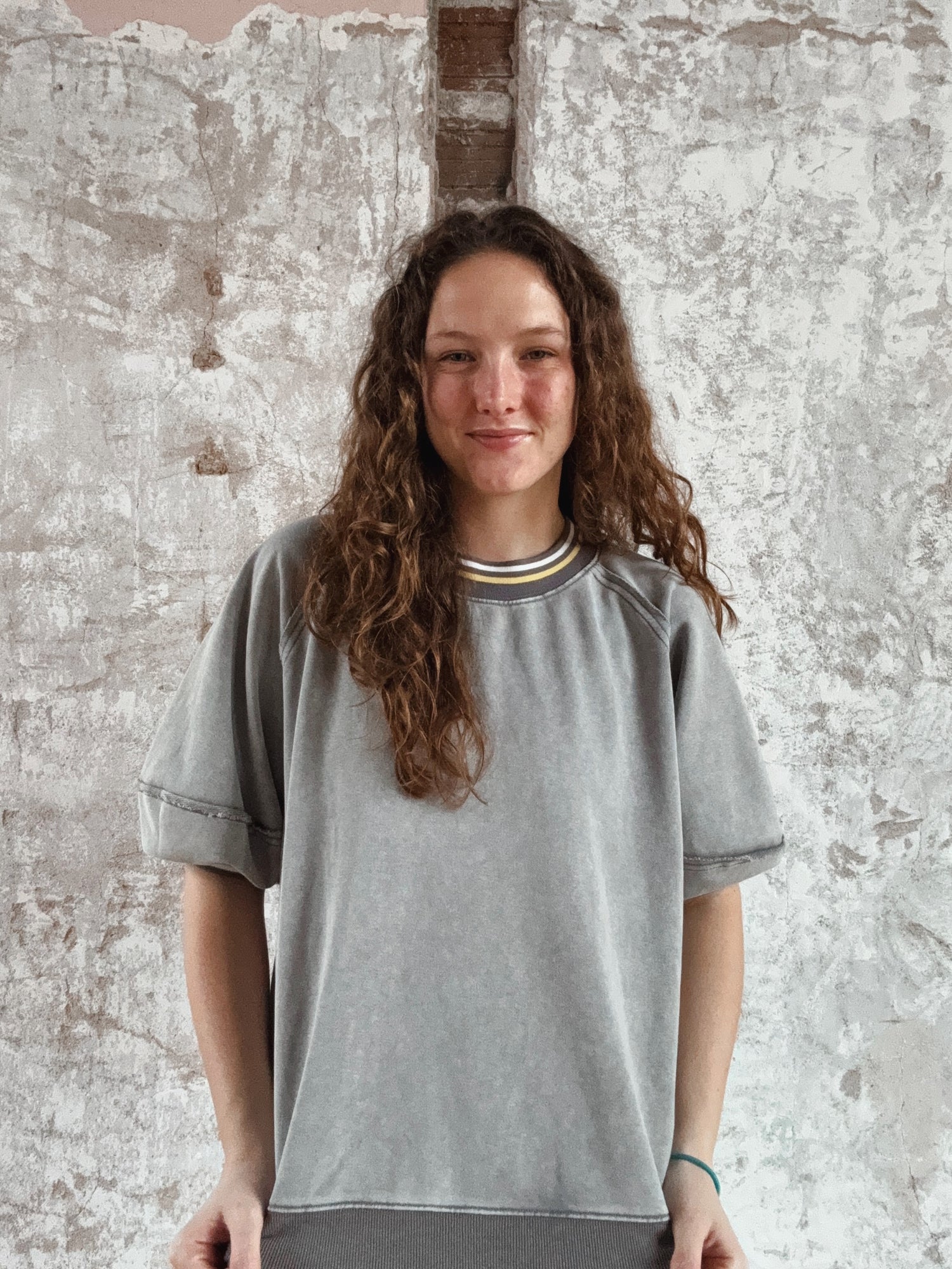 Washed Terry Banded Bottom Pullover