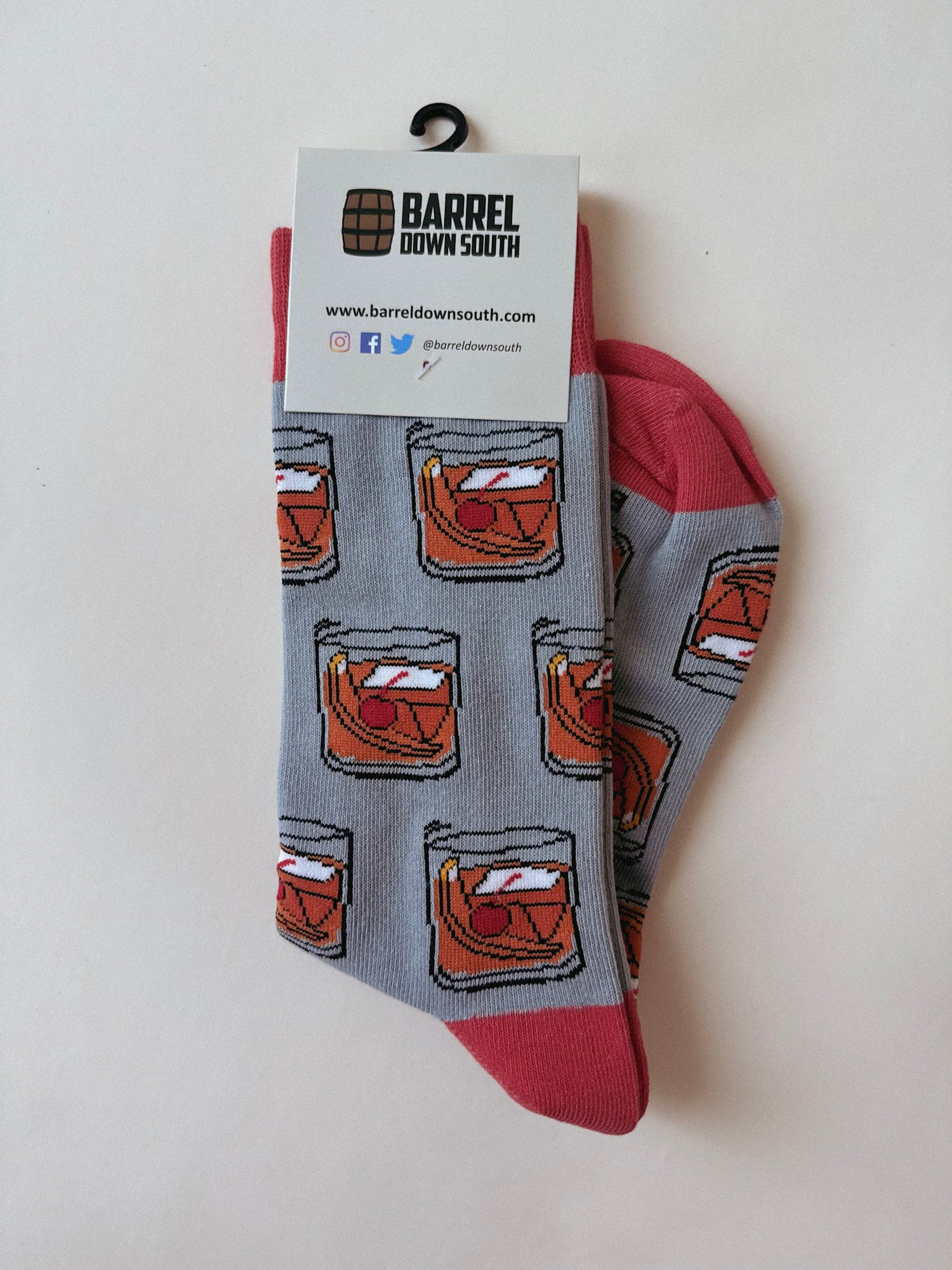 Old Fashioned Bourbon Whiskey Grey Socks