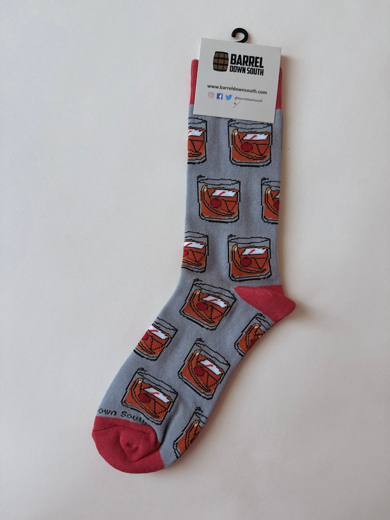 Old Fashioned Bourbon Whiskey Grey Socks