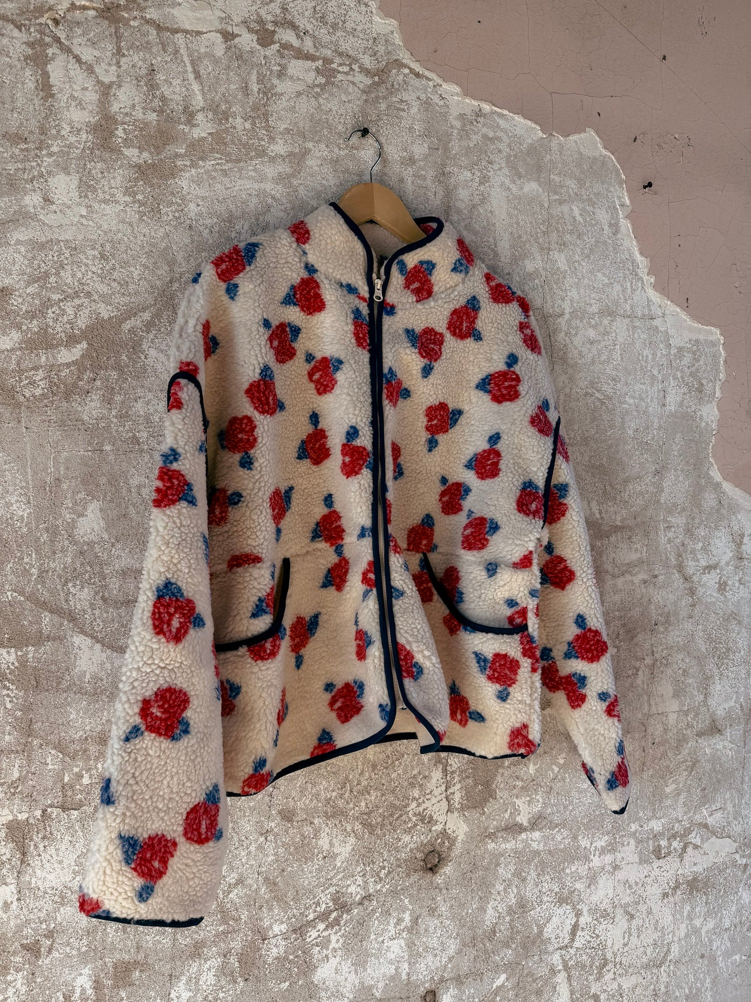 Oversized Floral Fleece Sherpa Jacket