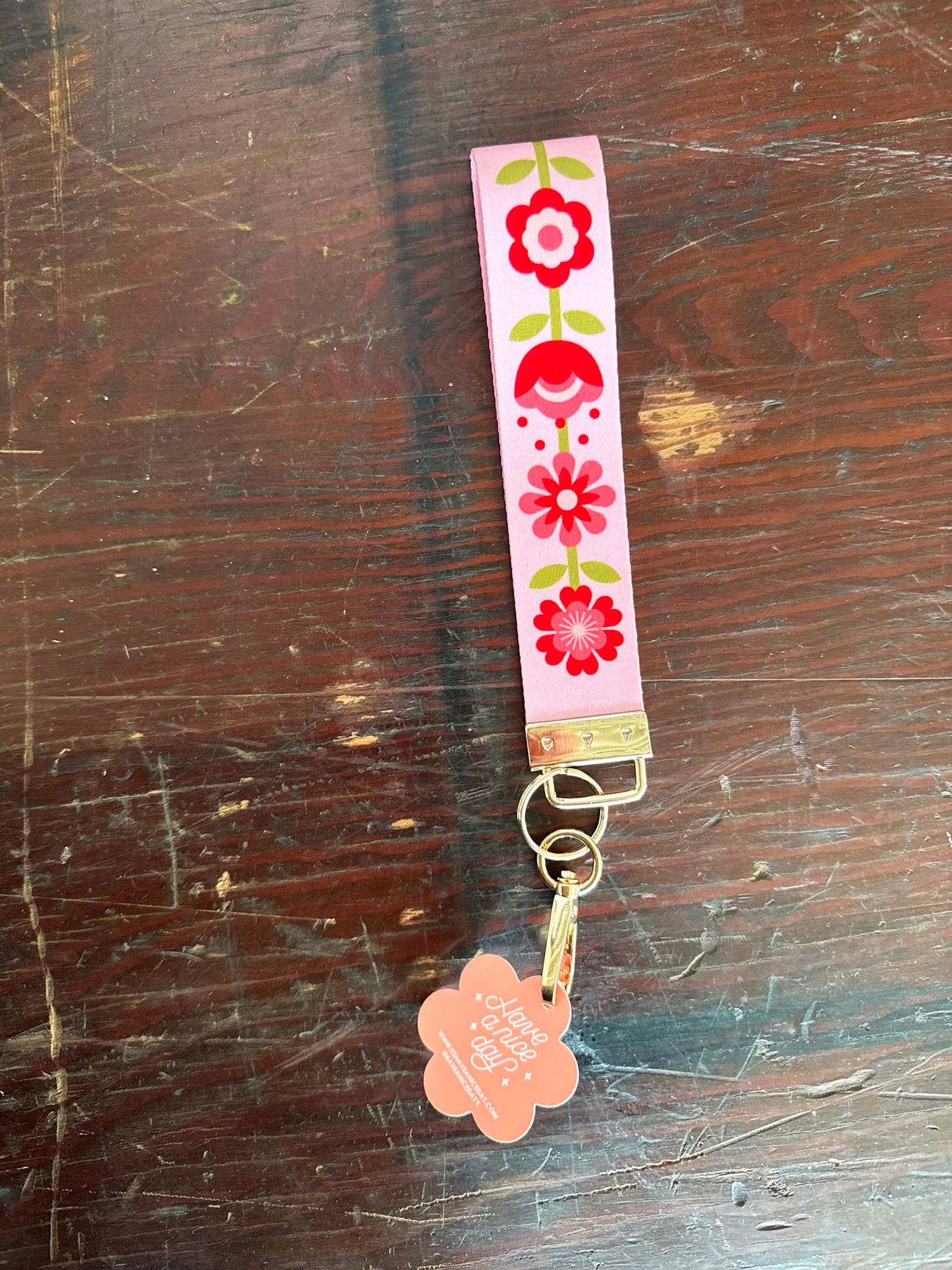 Pink Florals Lanyard