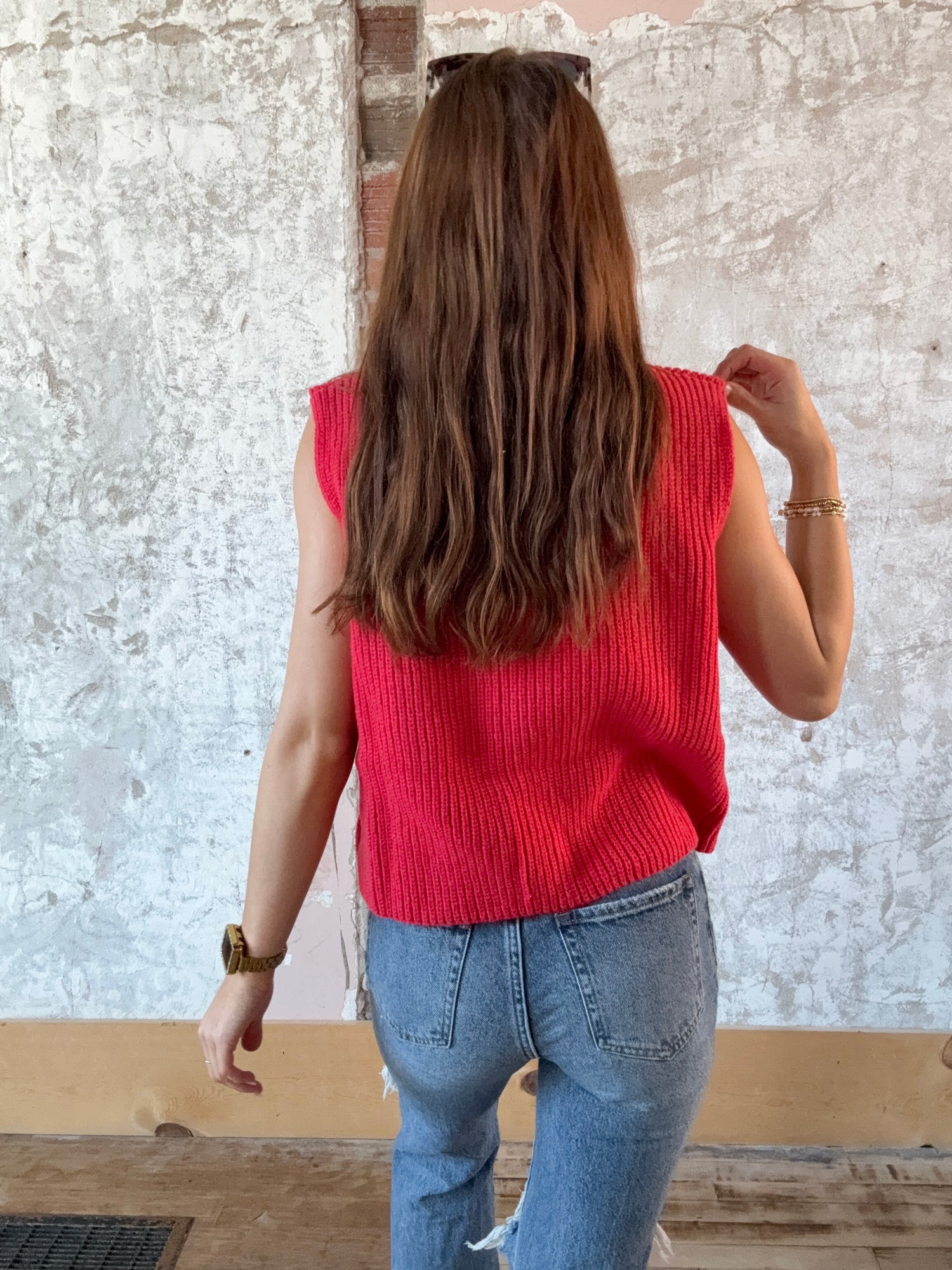 USA Sleeveless Sweater Top