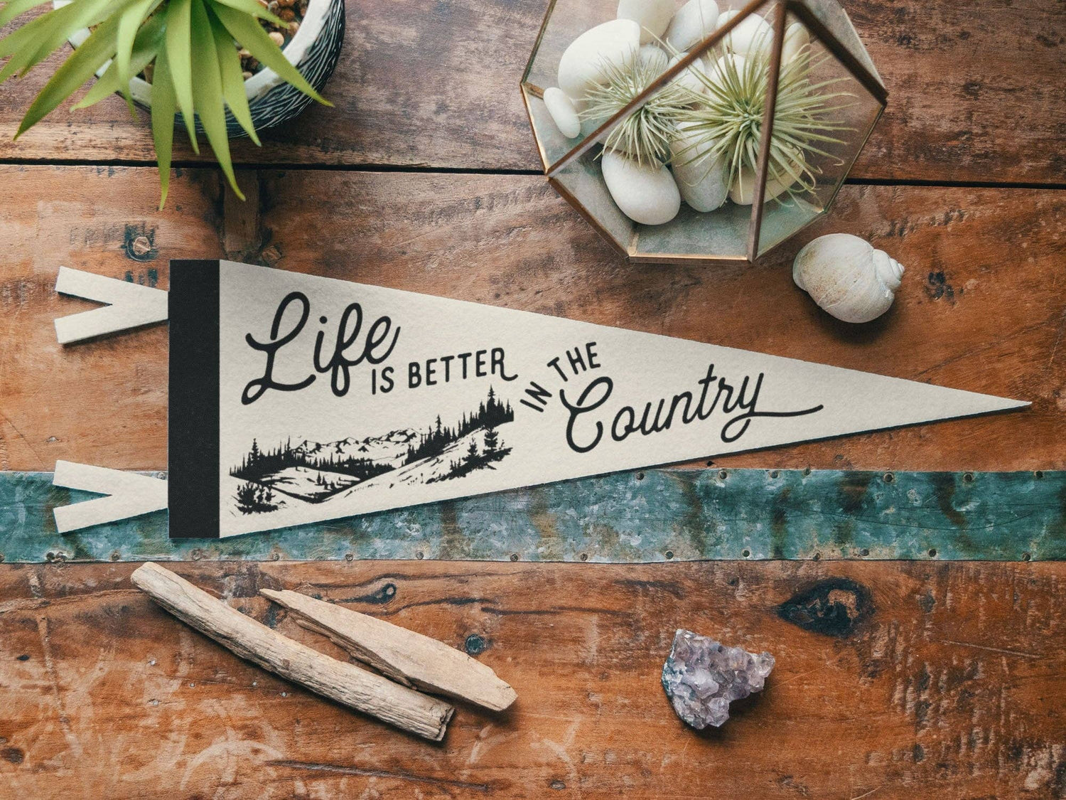 Life is Better in the Country Felt Mini Pennant