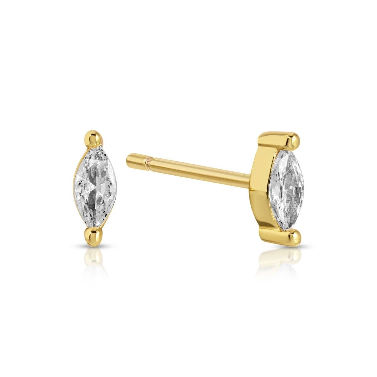 Minimalist Marquise Faux Diamond Stud Earrings