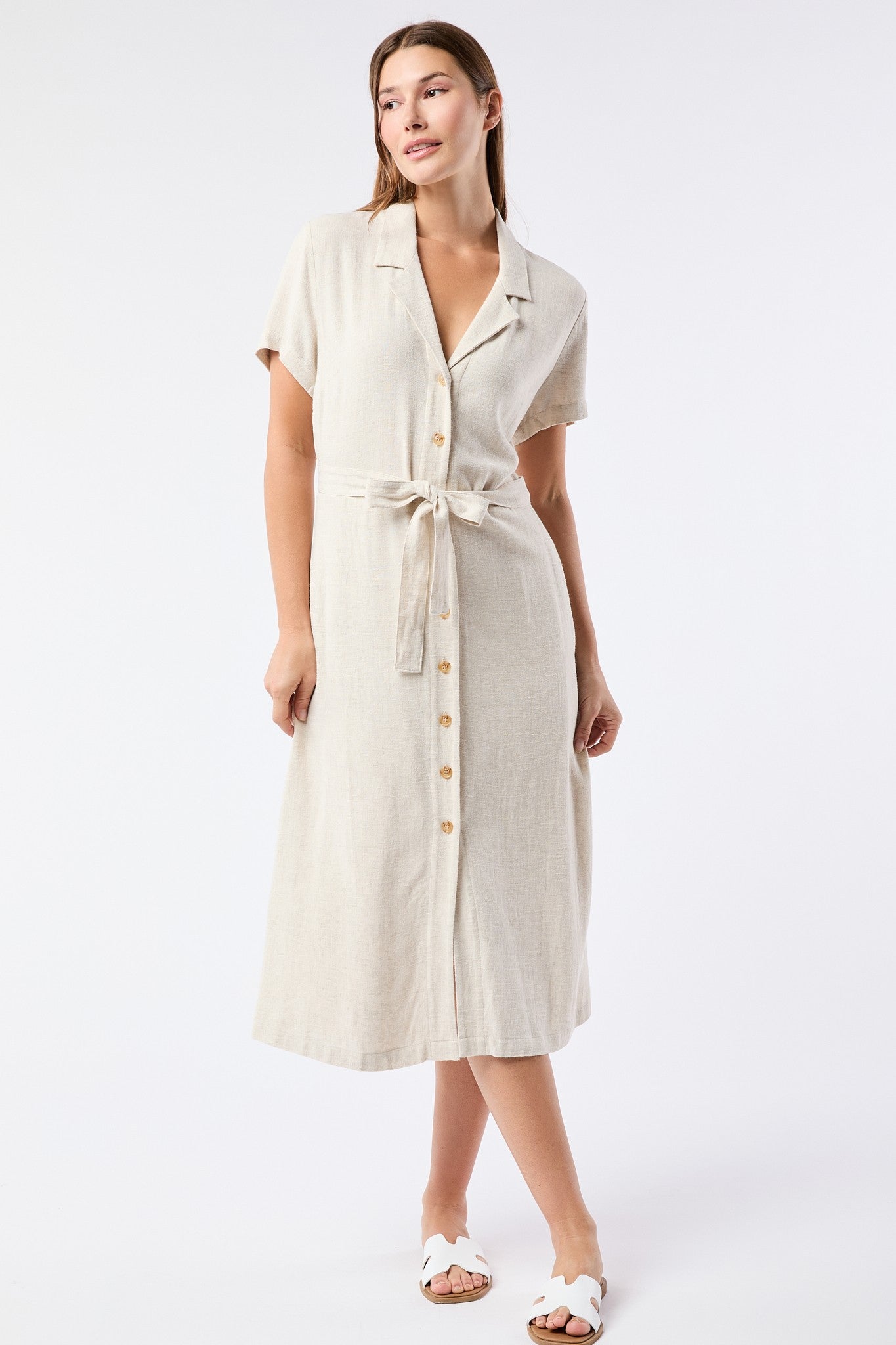 Linen Short Sleeve Midi Dress (Extended!)