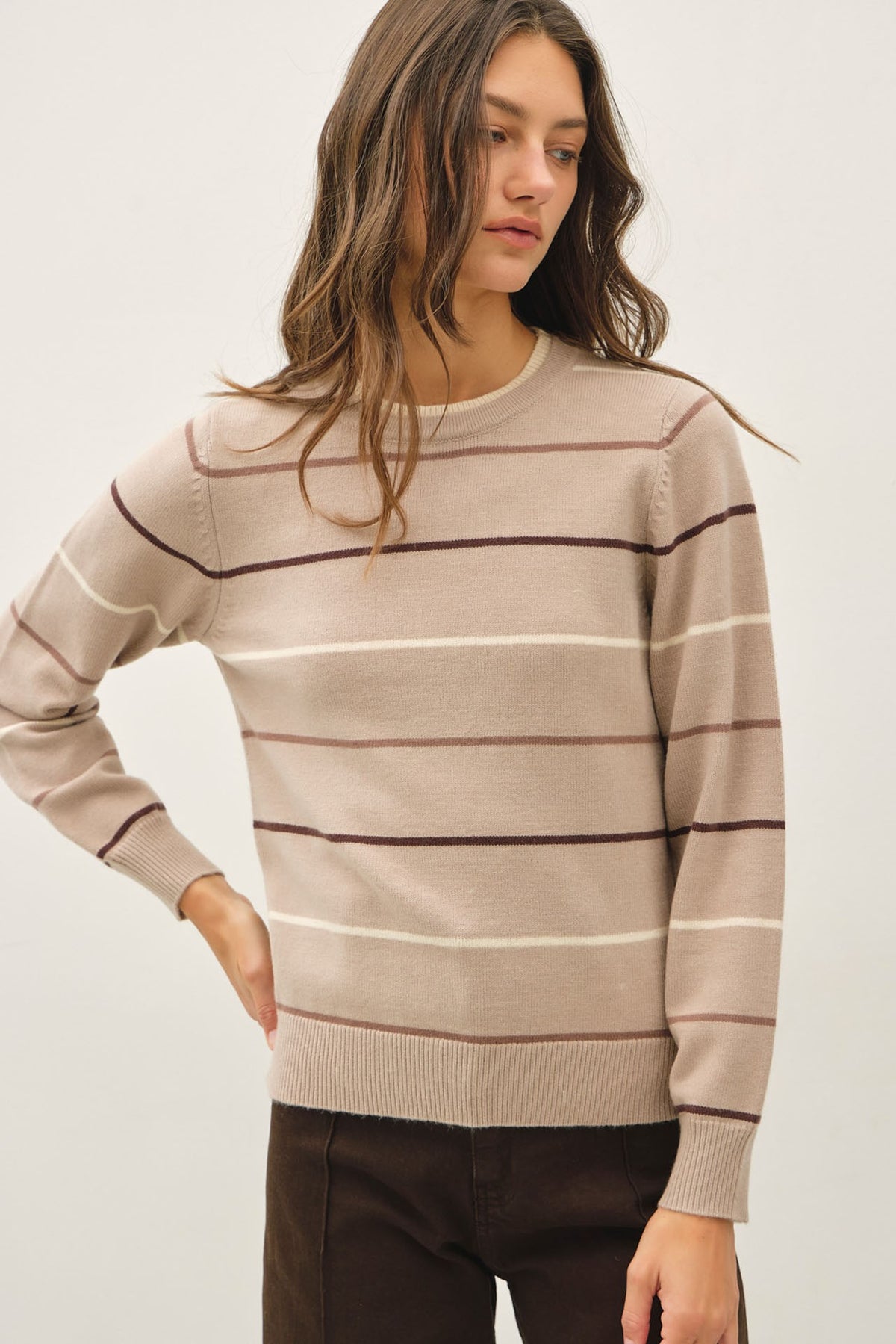 Double Layered Look Stripe Sweater Top (extended!)