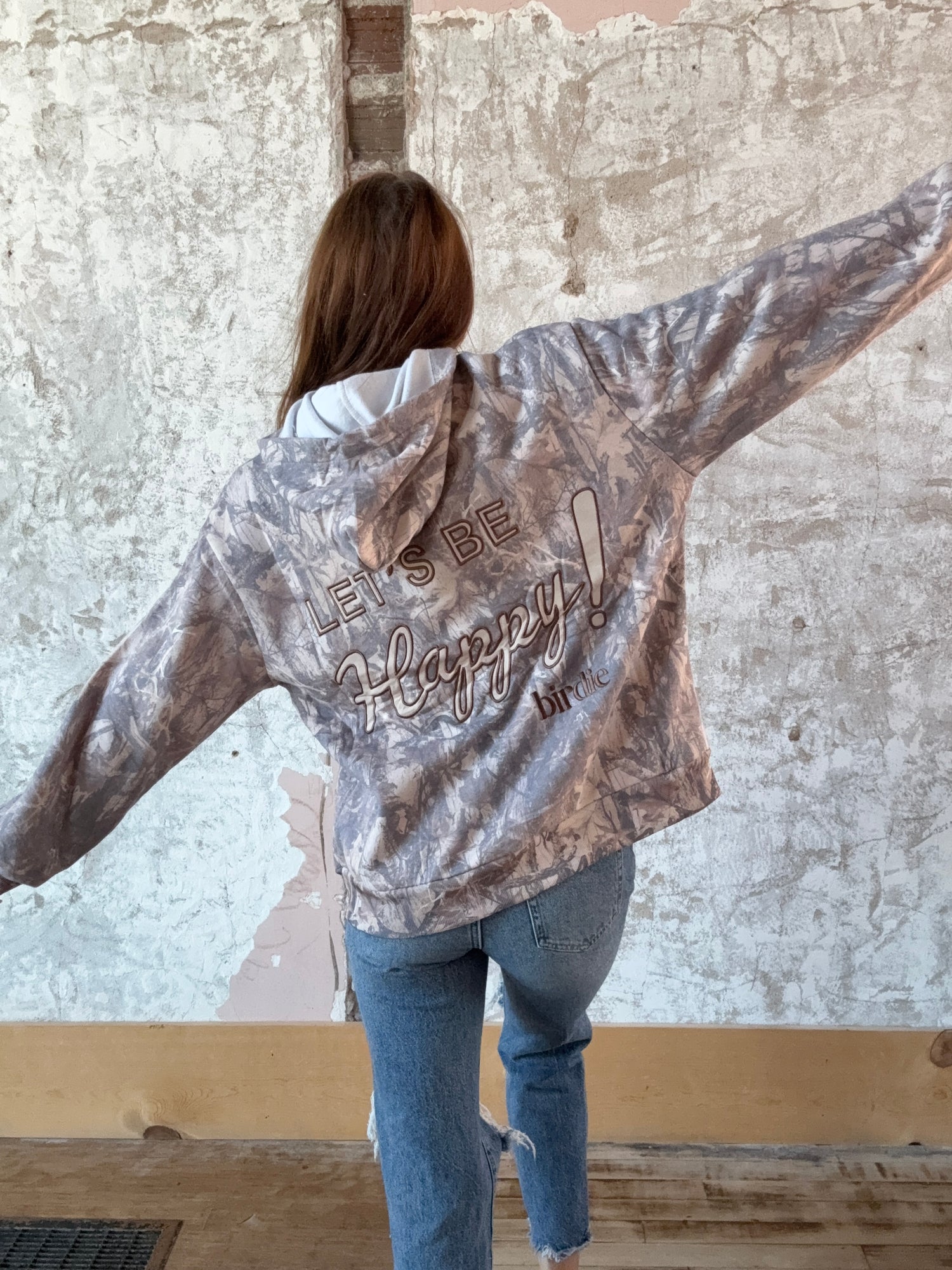 Let’s Be Happy Dark Camo Hoodie
