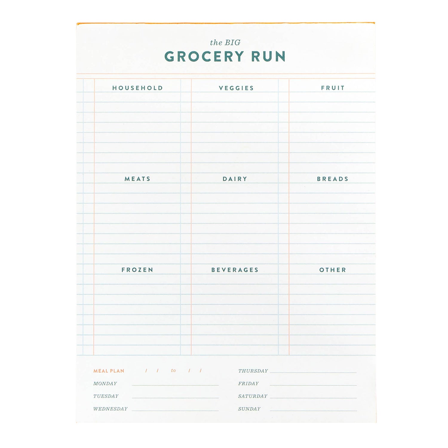 Grocery Run Weekly Notepad