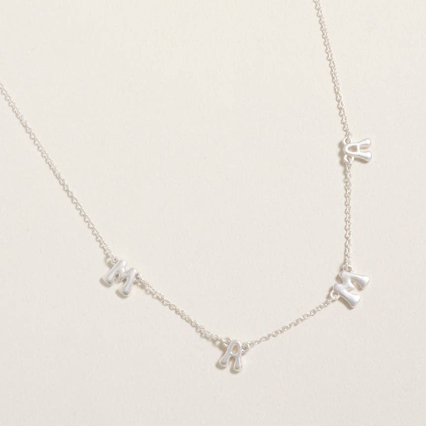 16 Inch Metal Puffy Mama Charm Mom Mother Ma Chain Necklace