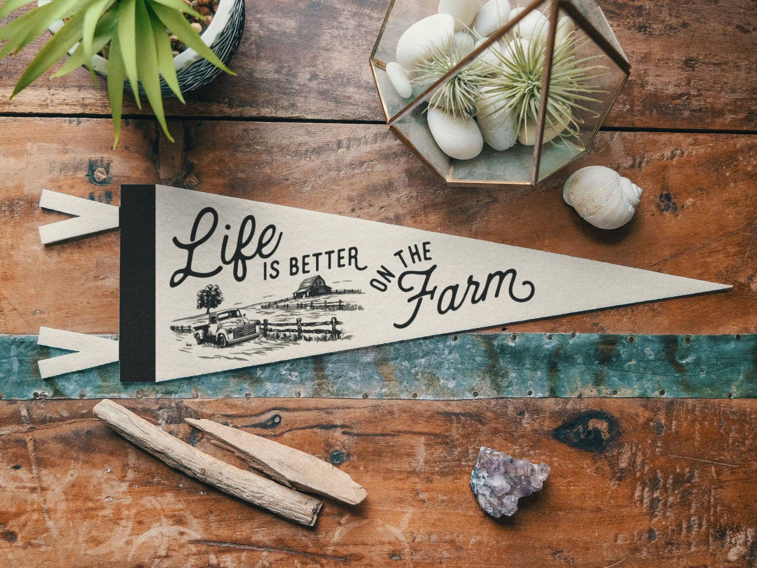 Life is Better on the Farm Felt Mini Pennant