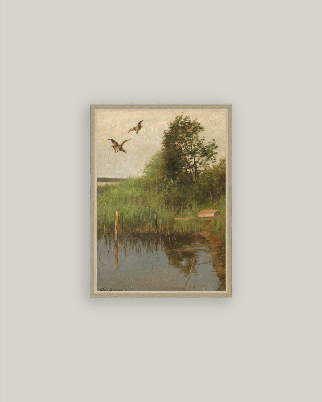 Mallards Taking Flight Framed Antique Art