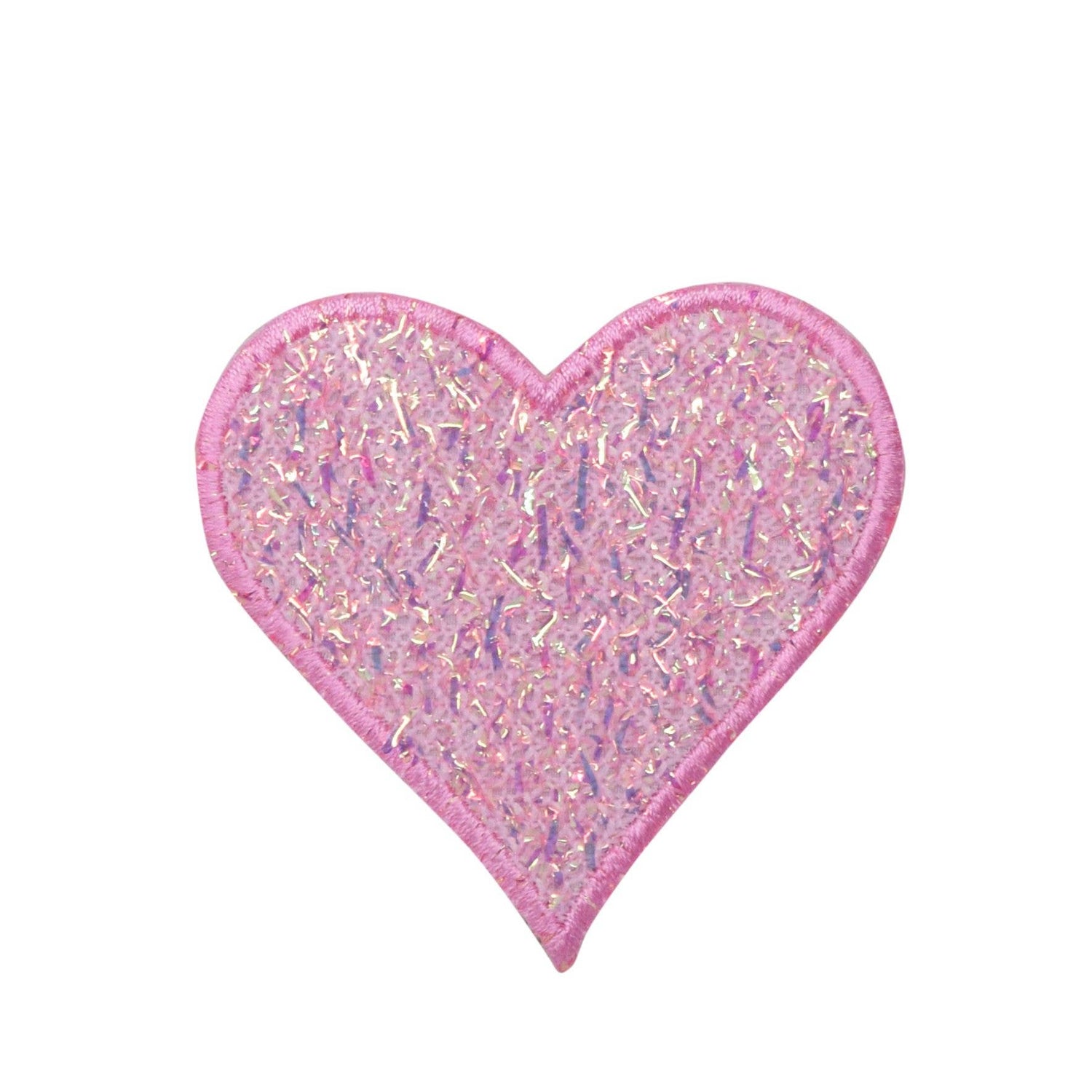 Sparkle Pink Heart Iron On Patch
