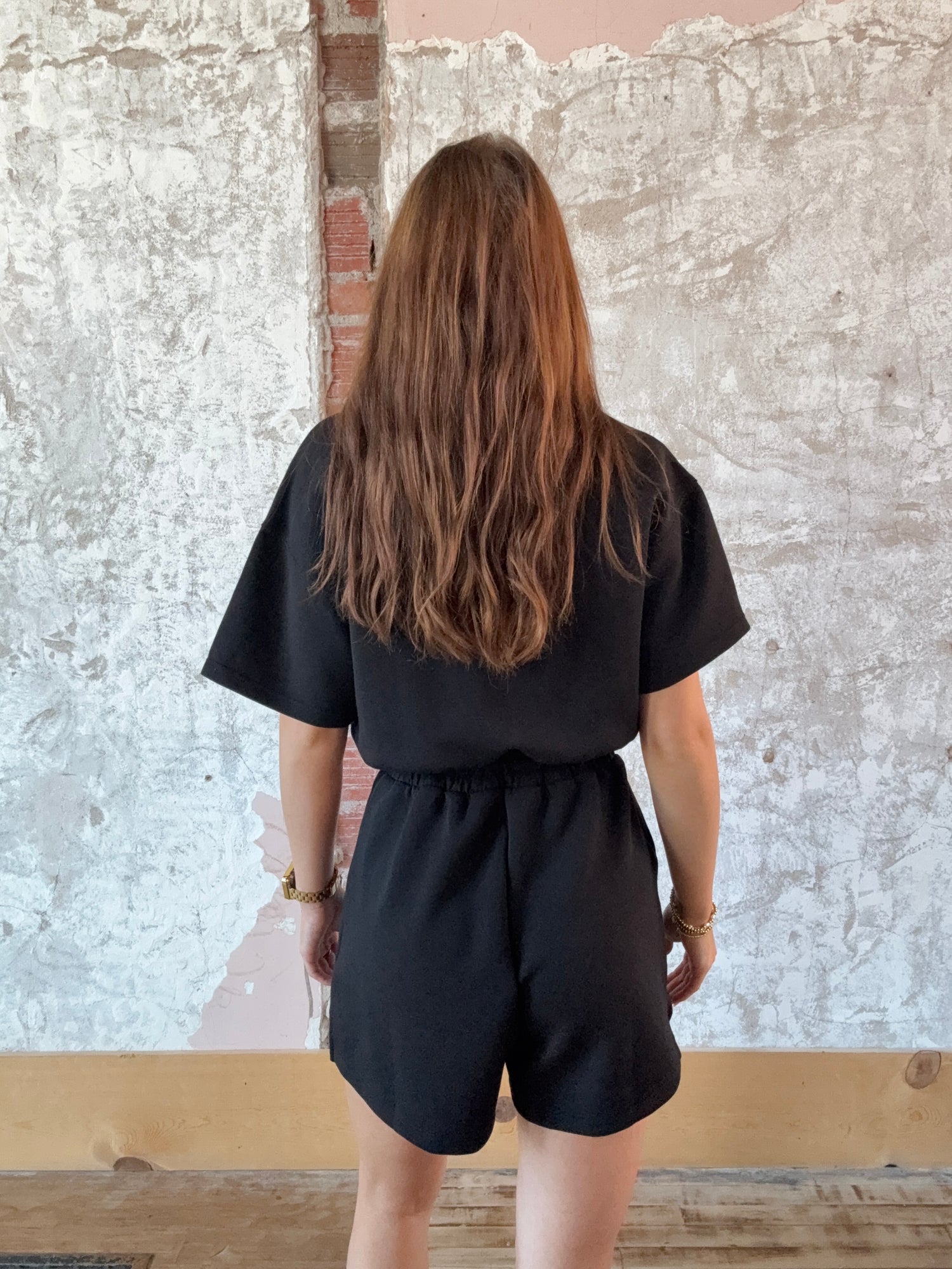 Modal Scuba Quarter Zip Short Sleeve Romper