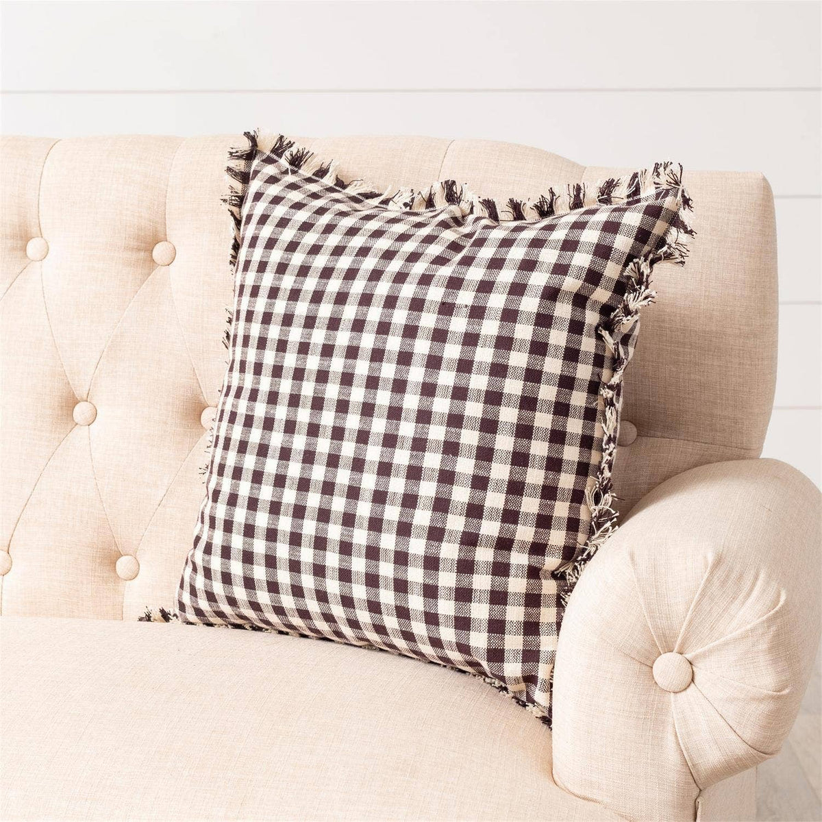 Brown And Cream Checkered Pillow