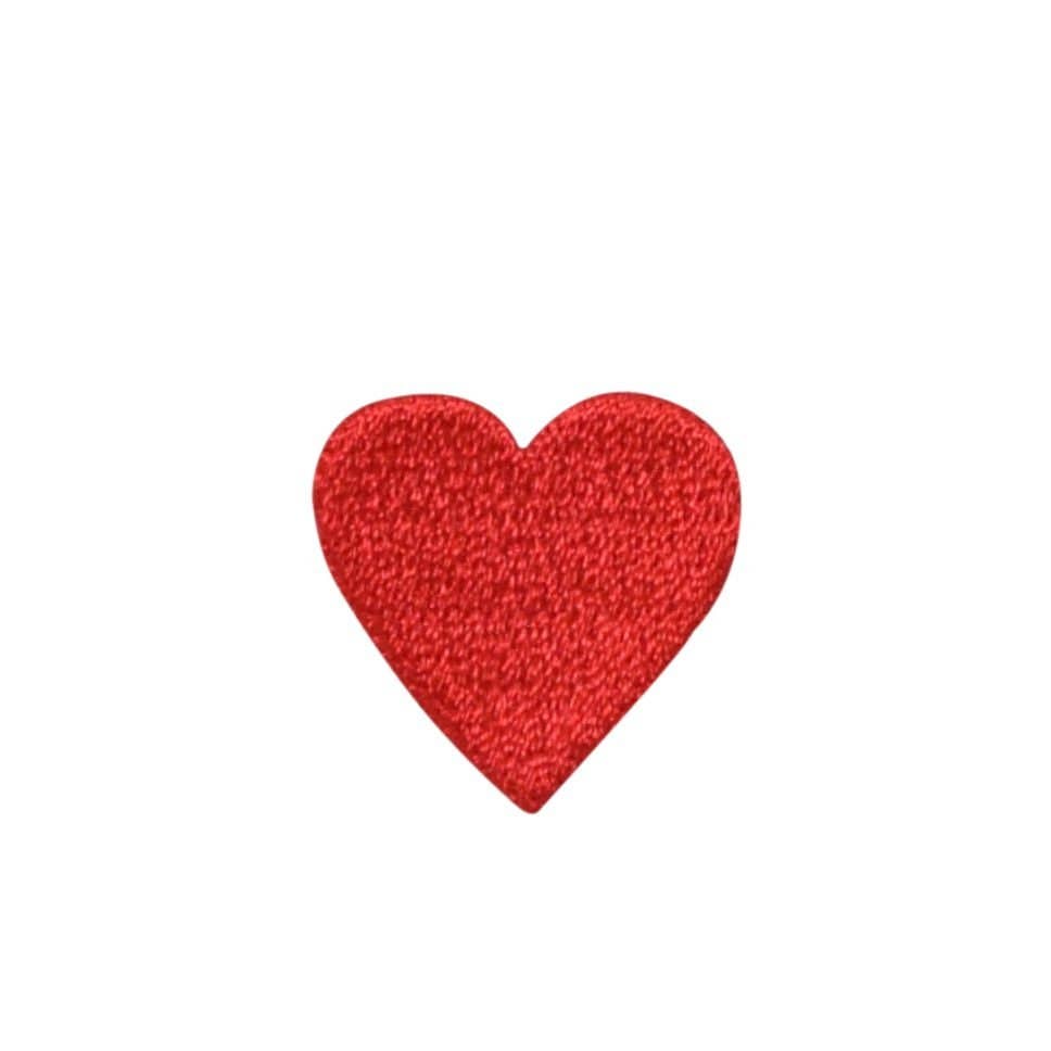 3/4" Red Heart Embroidered Iron on Patch
