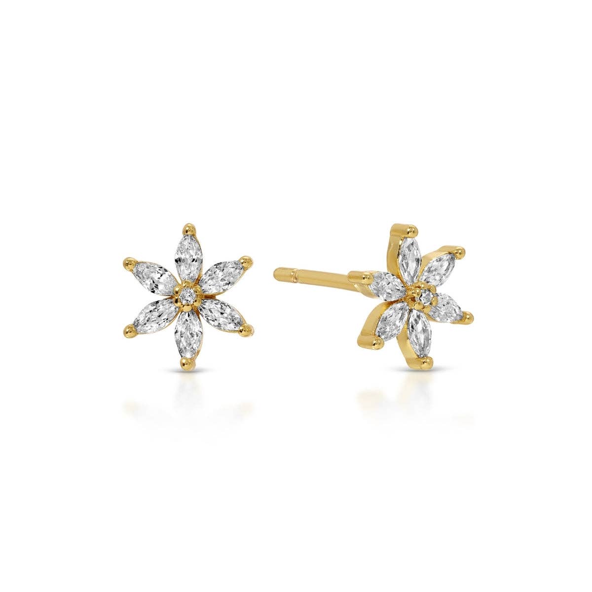 Marquise Cubic Zirconia Flower Stud Earrings