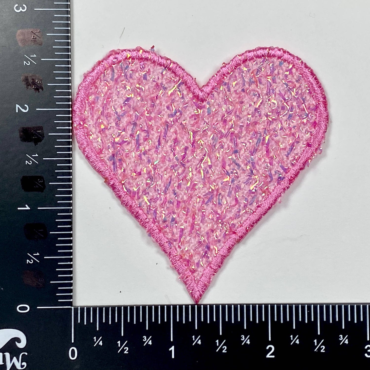 Sparkle Pink Heart Iron On Patch