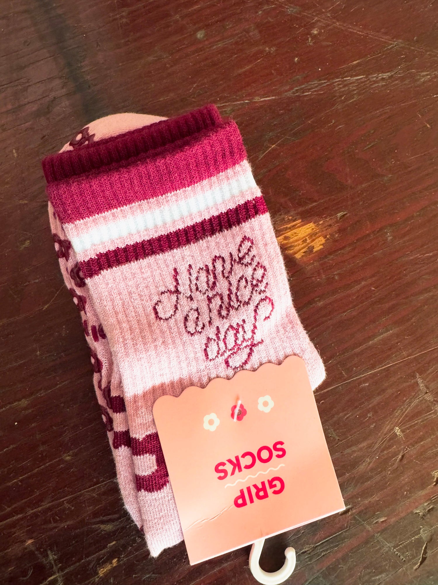Have a Nice Day Daisy Grip Socks