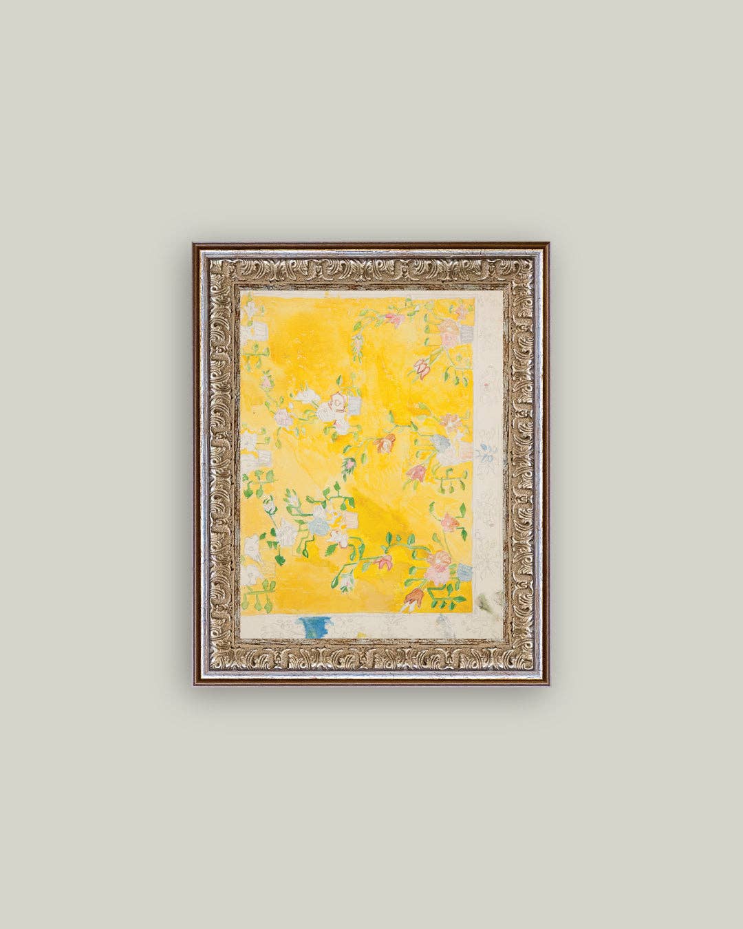 Yellow Pattern Framed Antique Art