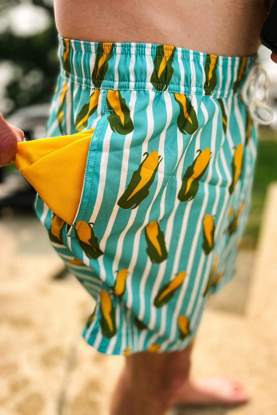Striped Men's Corny Swim Trunks