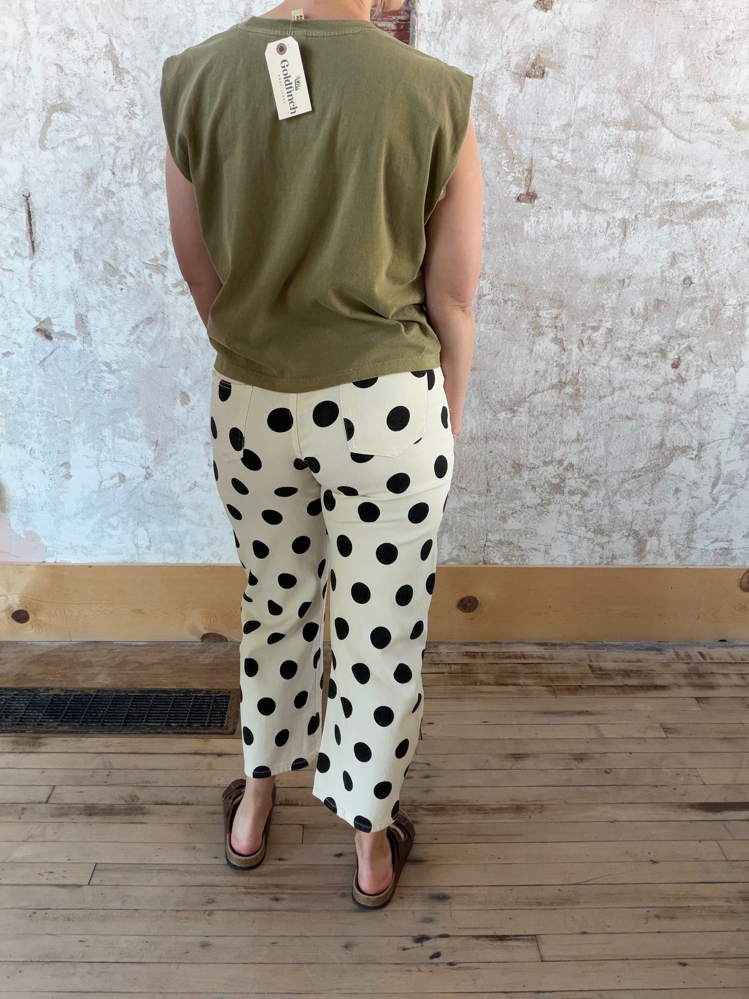 Bold Ivory Polka Dot Barrel Pants