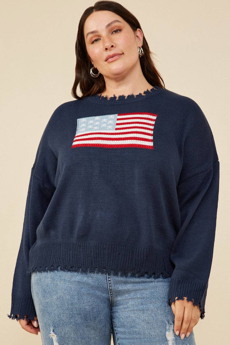 Distressed Old Glory Graphic Sweater