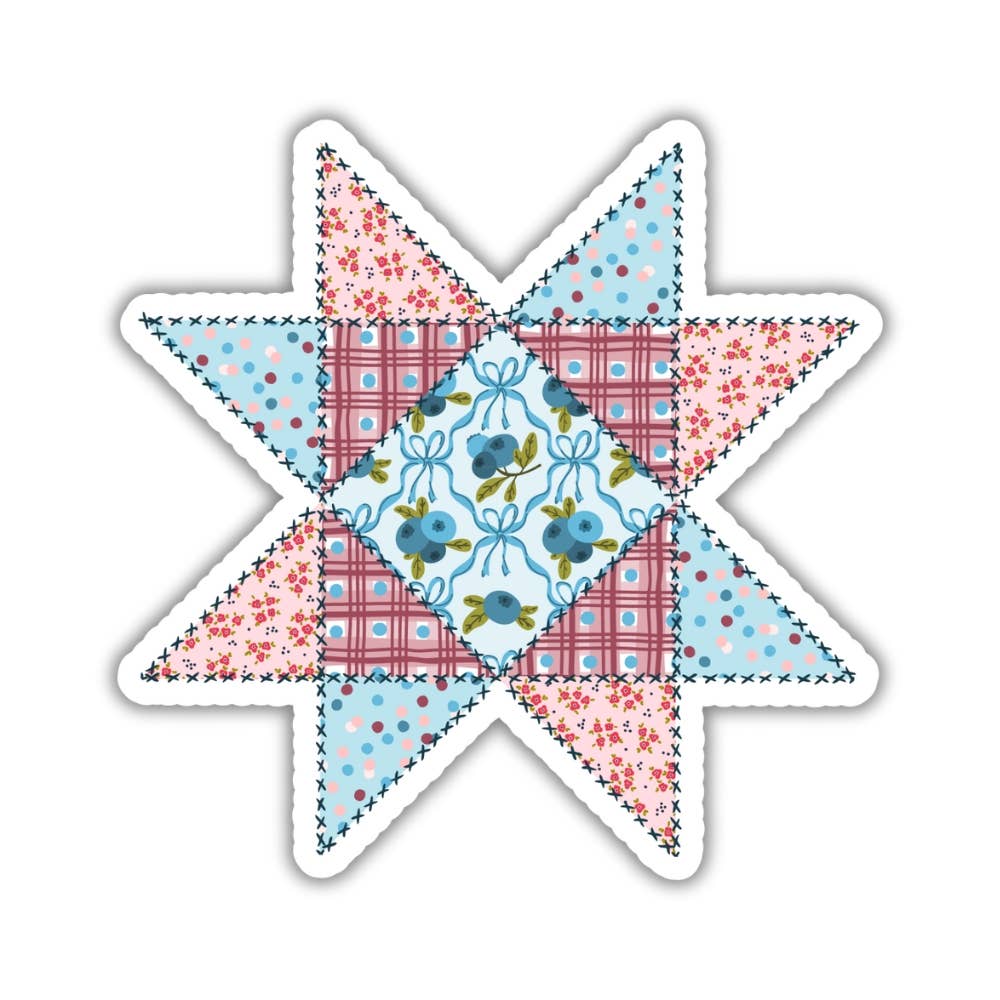 Americana Blueberry Barn Quilt Patch Sticker