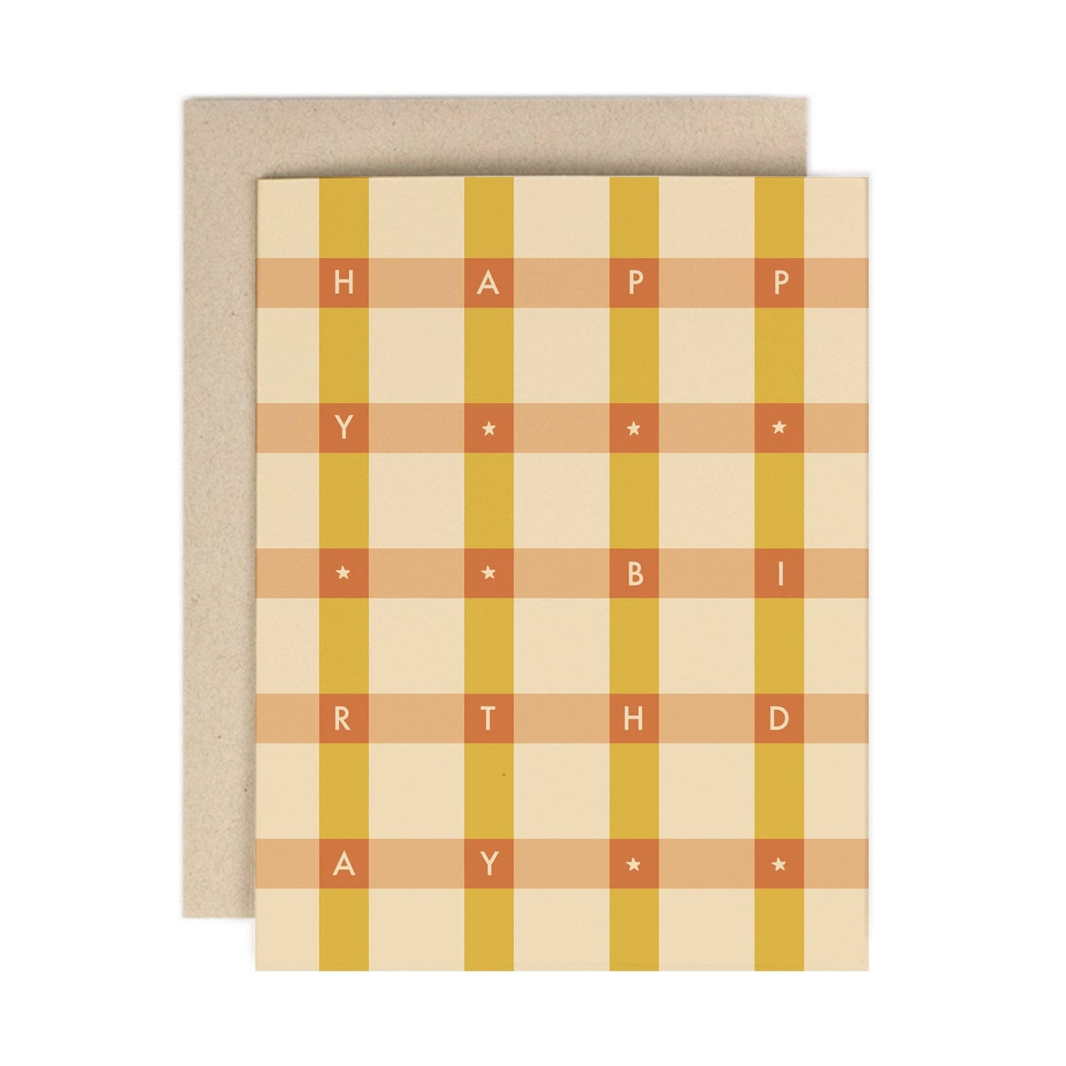 Golden Check Birthday Card