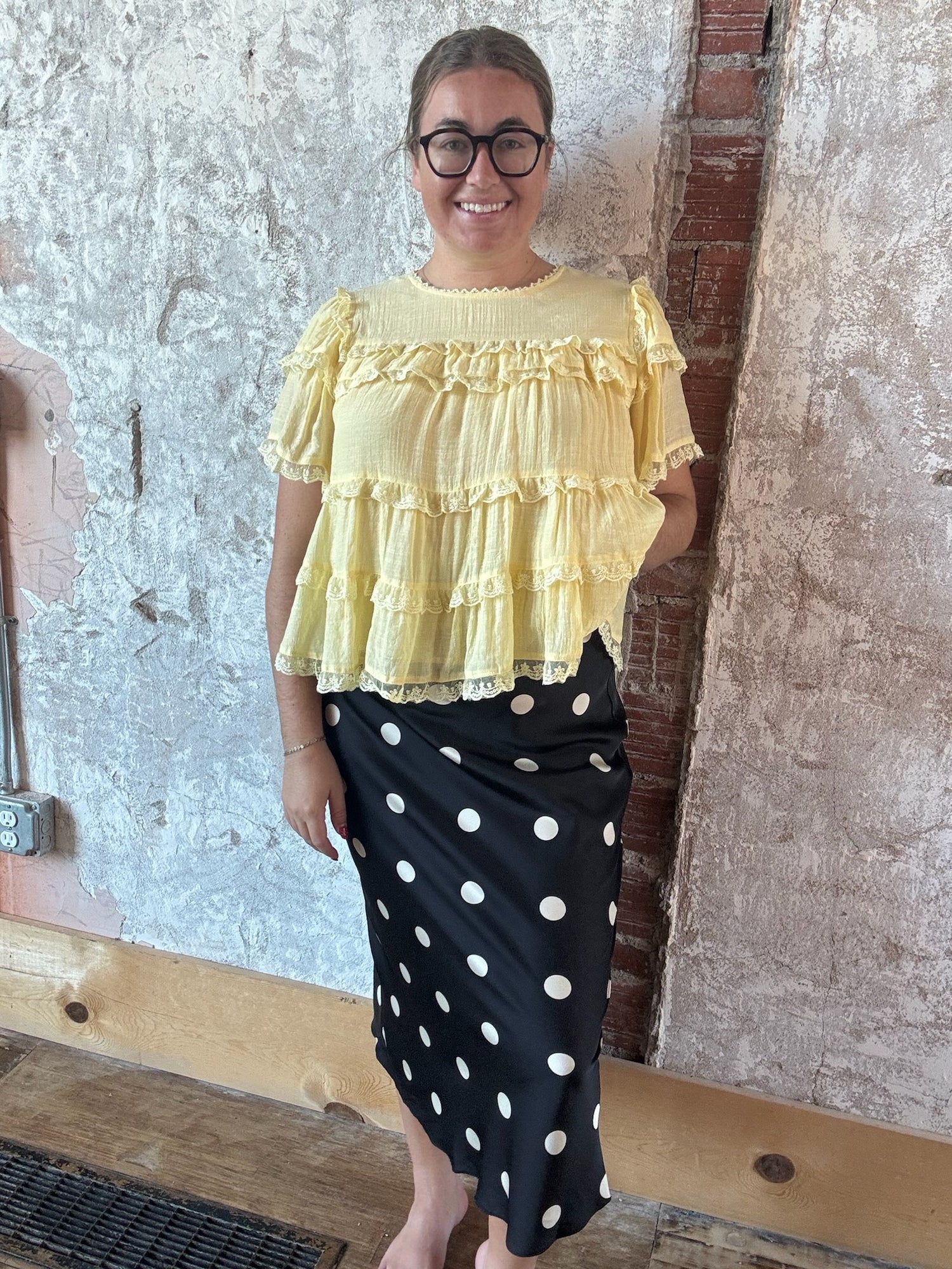 Polka Dot Satin Skirt