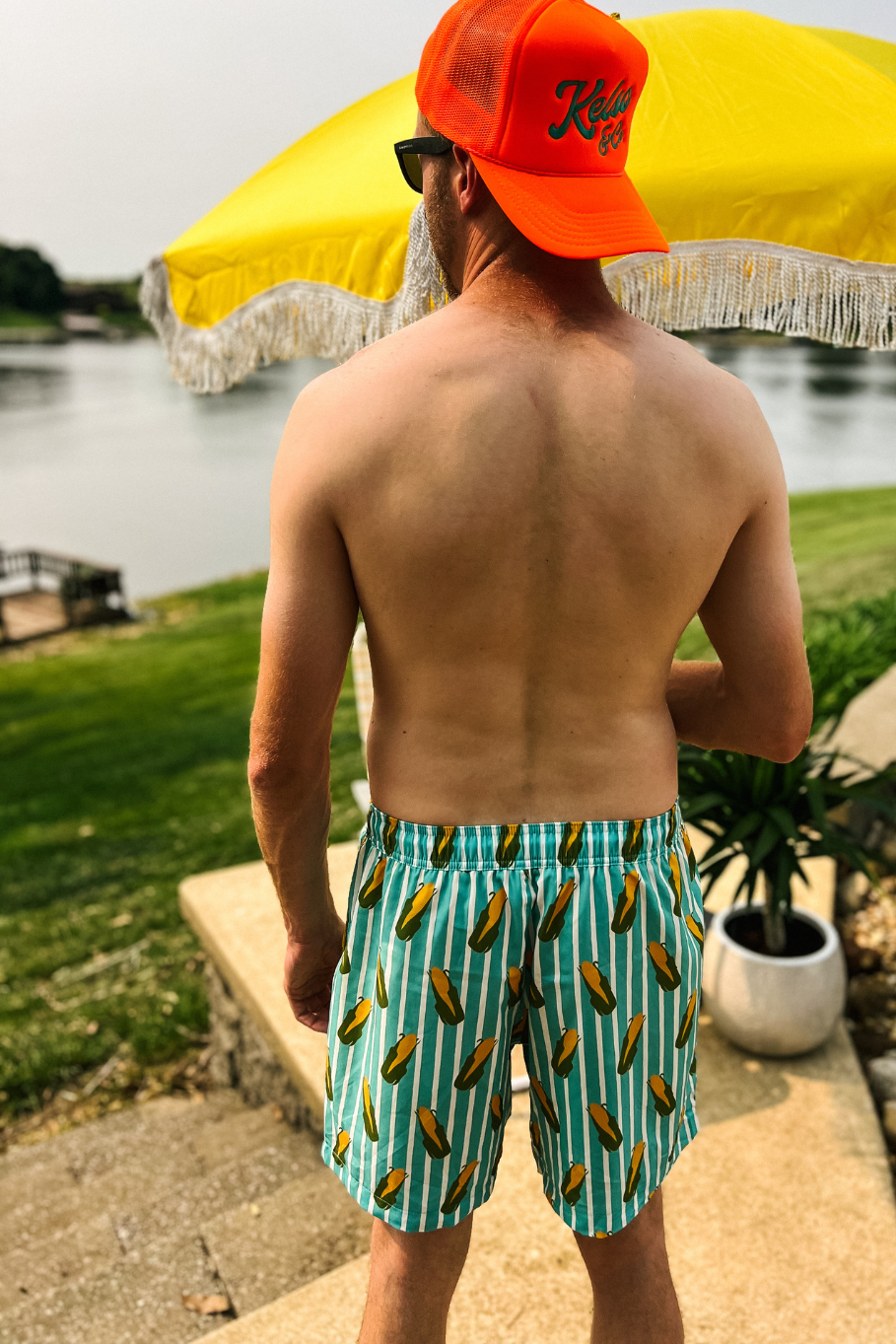 Striped Men's Corny Swim Trunks