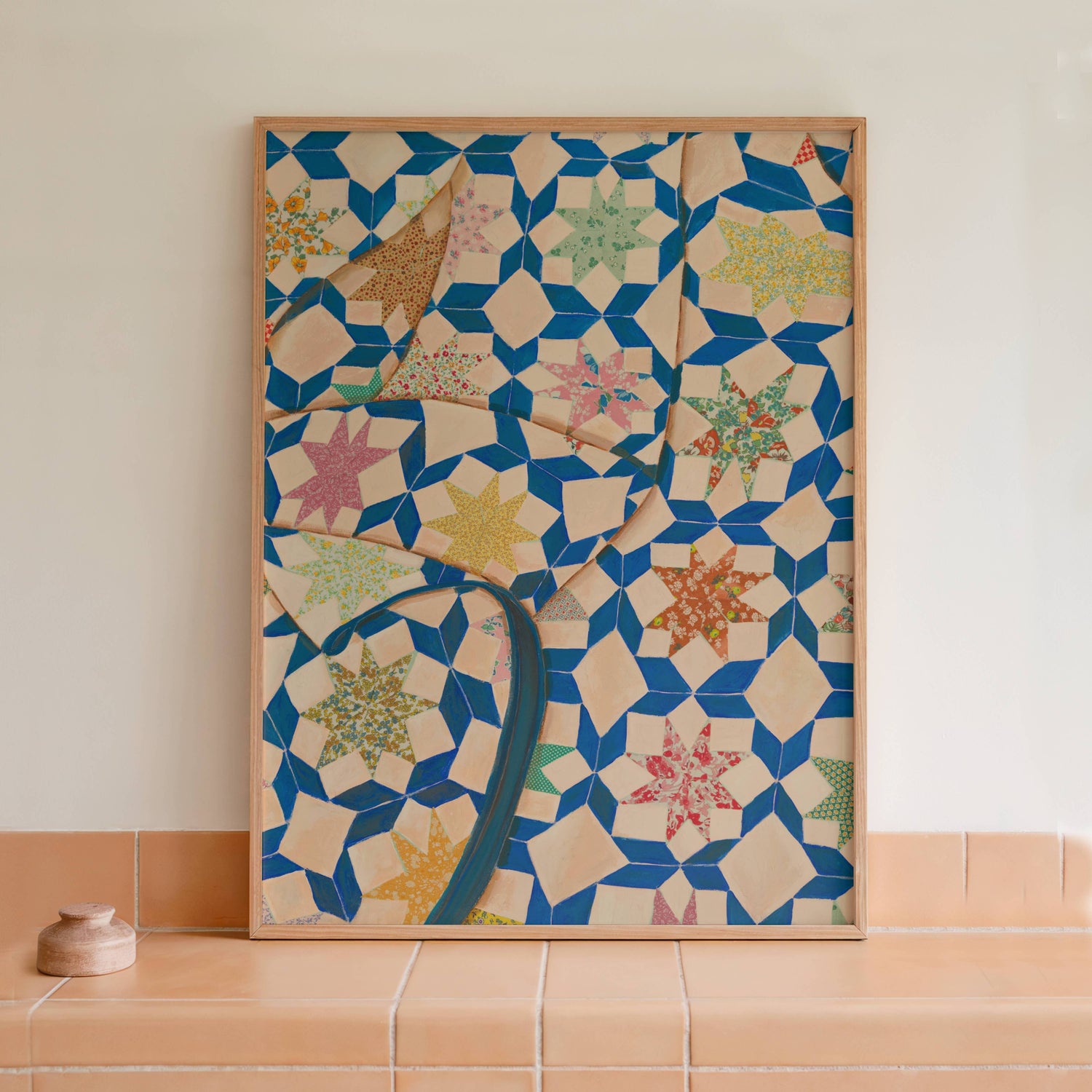 Blue Quilt Wall Art Print