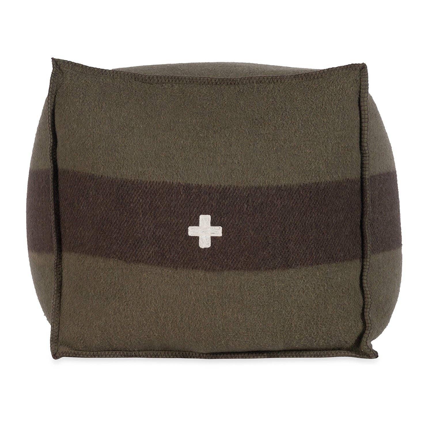 Swiss Army Pouf - Green & Brown