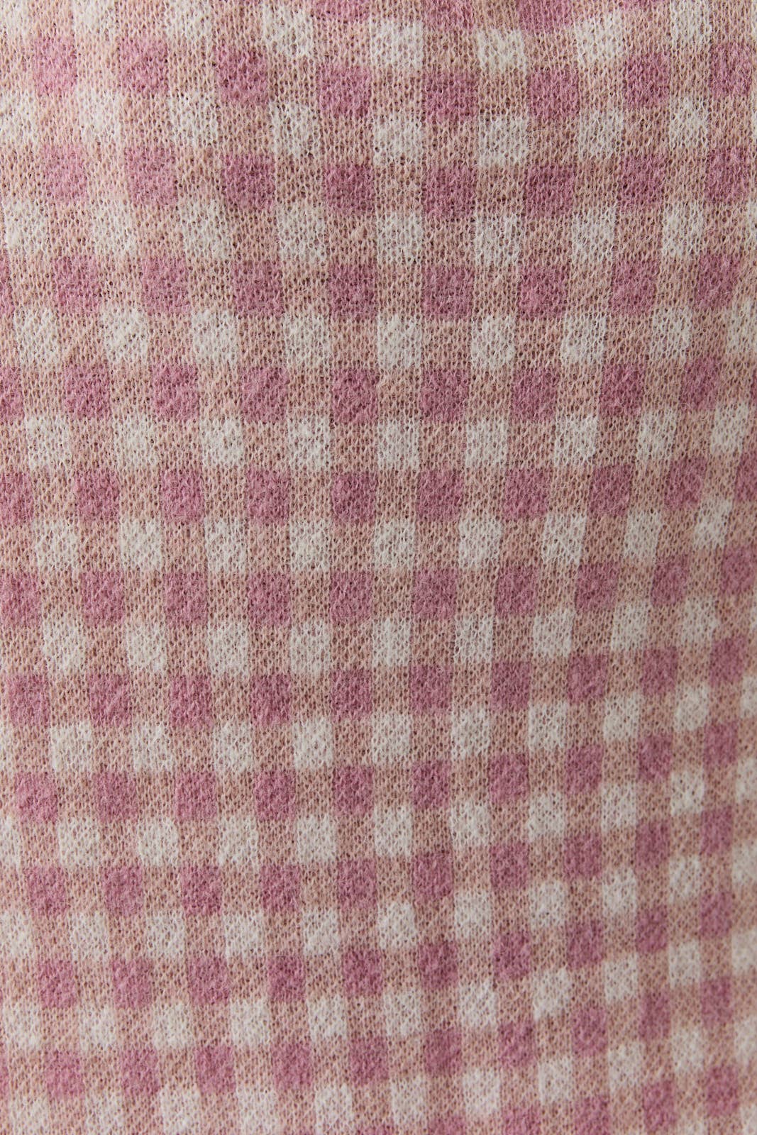 Rolled Hemline Checkered Half Button Sweater