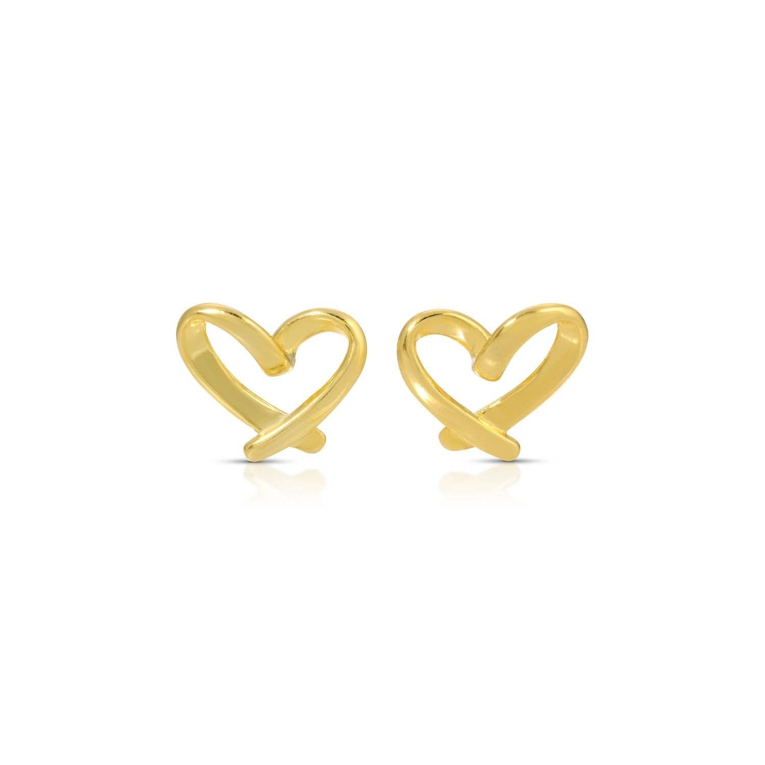 Gold Heart Stud Earrings