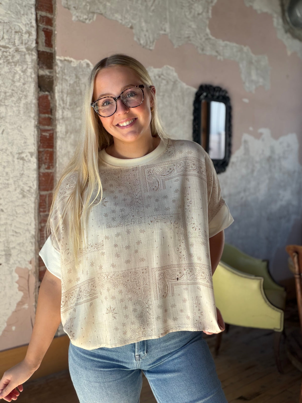 Patchwork Paisley Print Top (extended!)