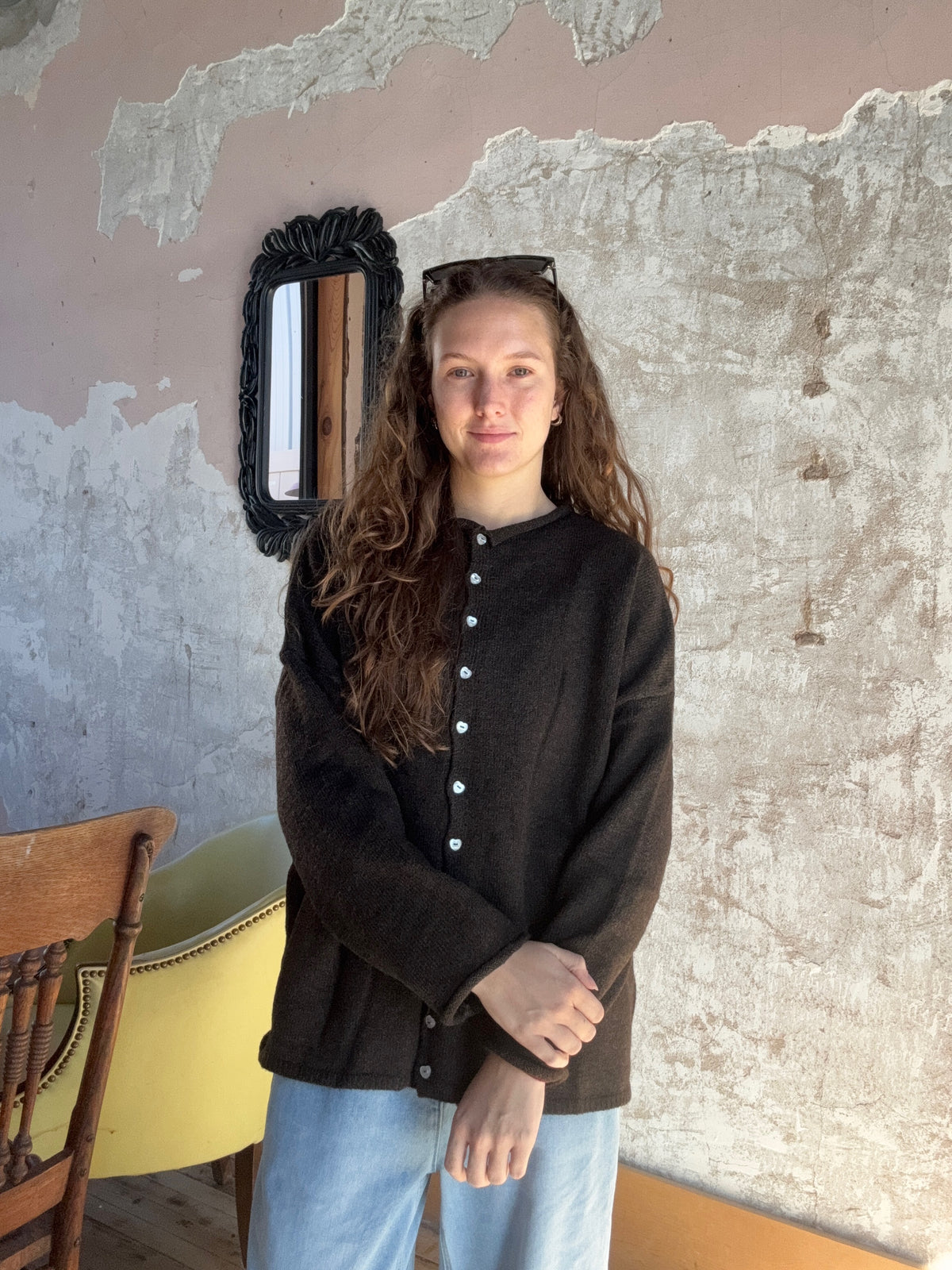 Oversized Heart-Button Piper Cardigan