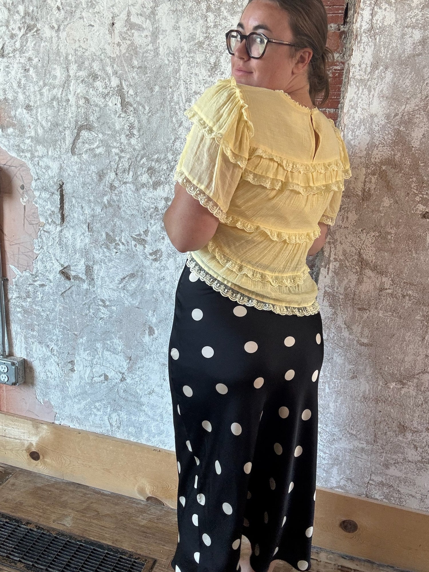 Polka Dot Satin Skirt
