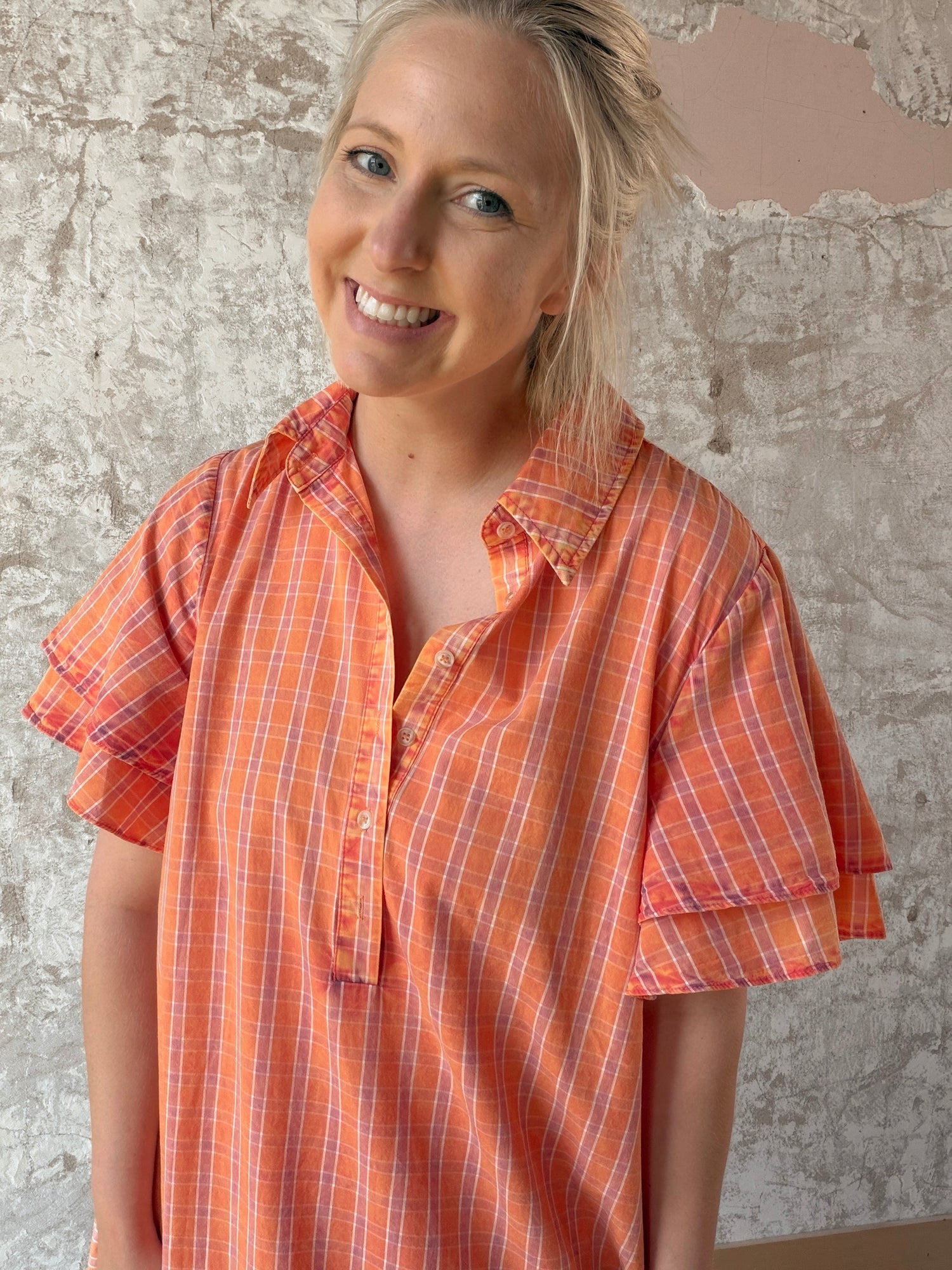 Striped Ruffle Bottom Washed Dress
