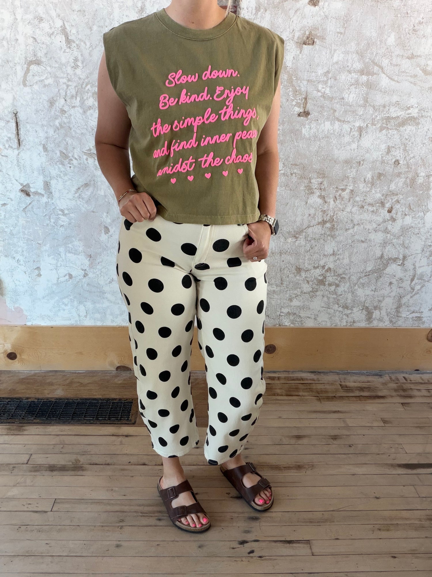 Bold Ivory Polka Dot Barrel Pants