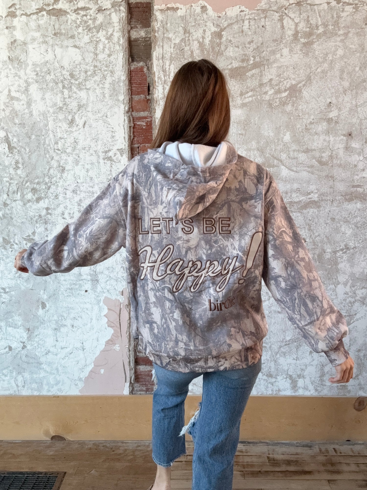 Let’s Be Happy Dark Camo Hoodie