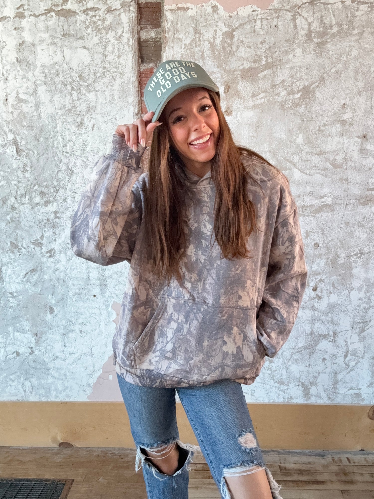Let’s Be Happy Dark Camo Hoodie