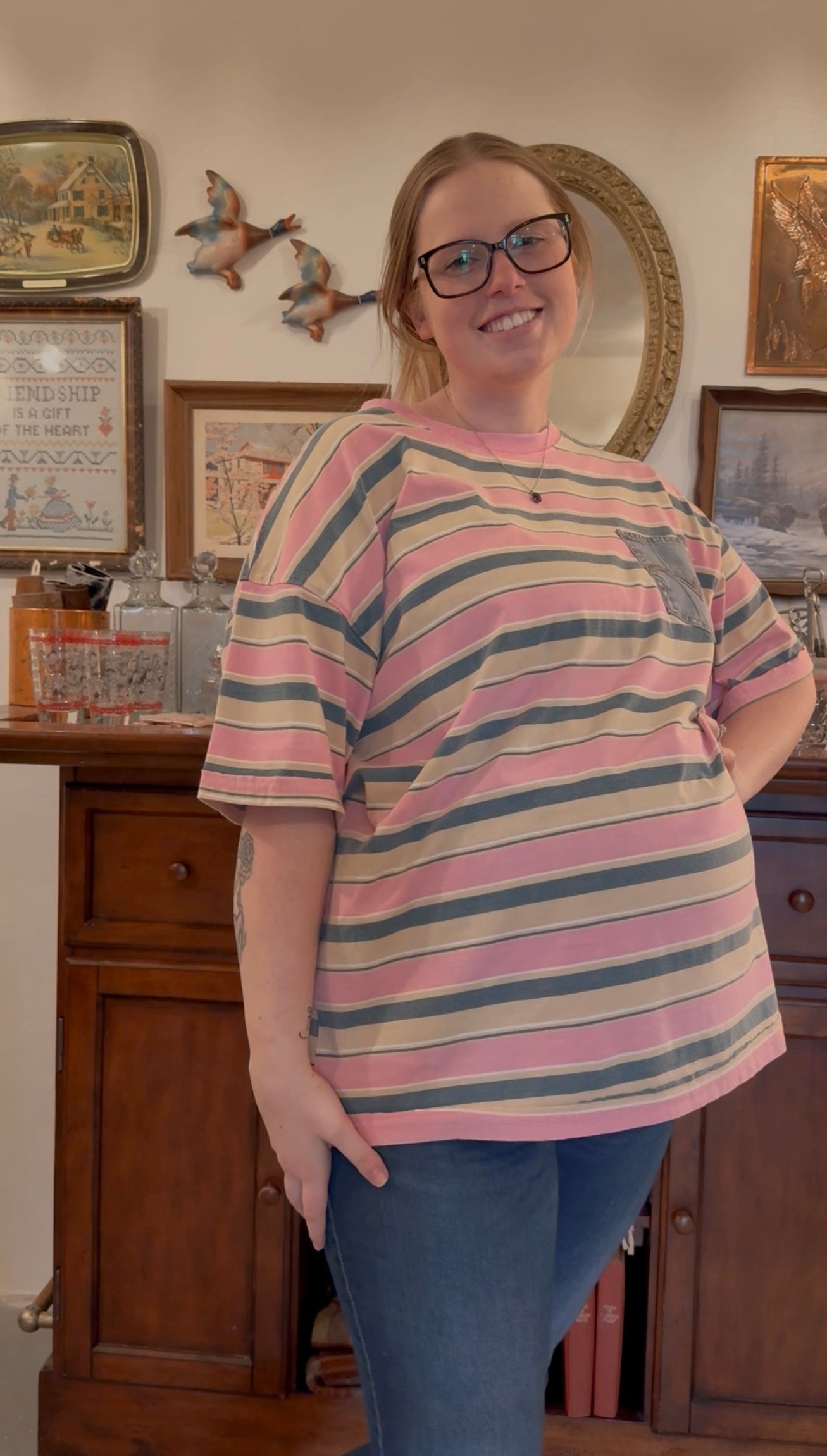 Comfy Striped Pocket Tee