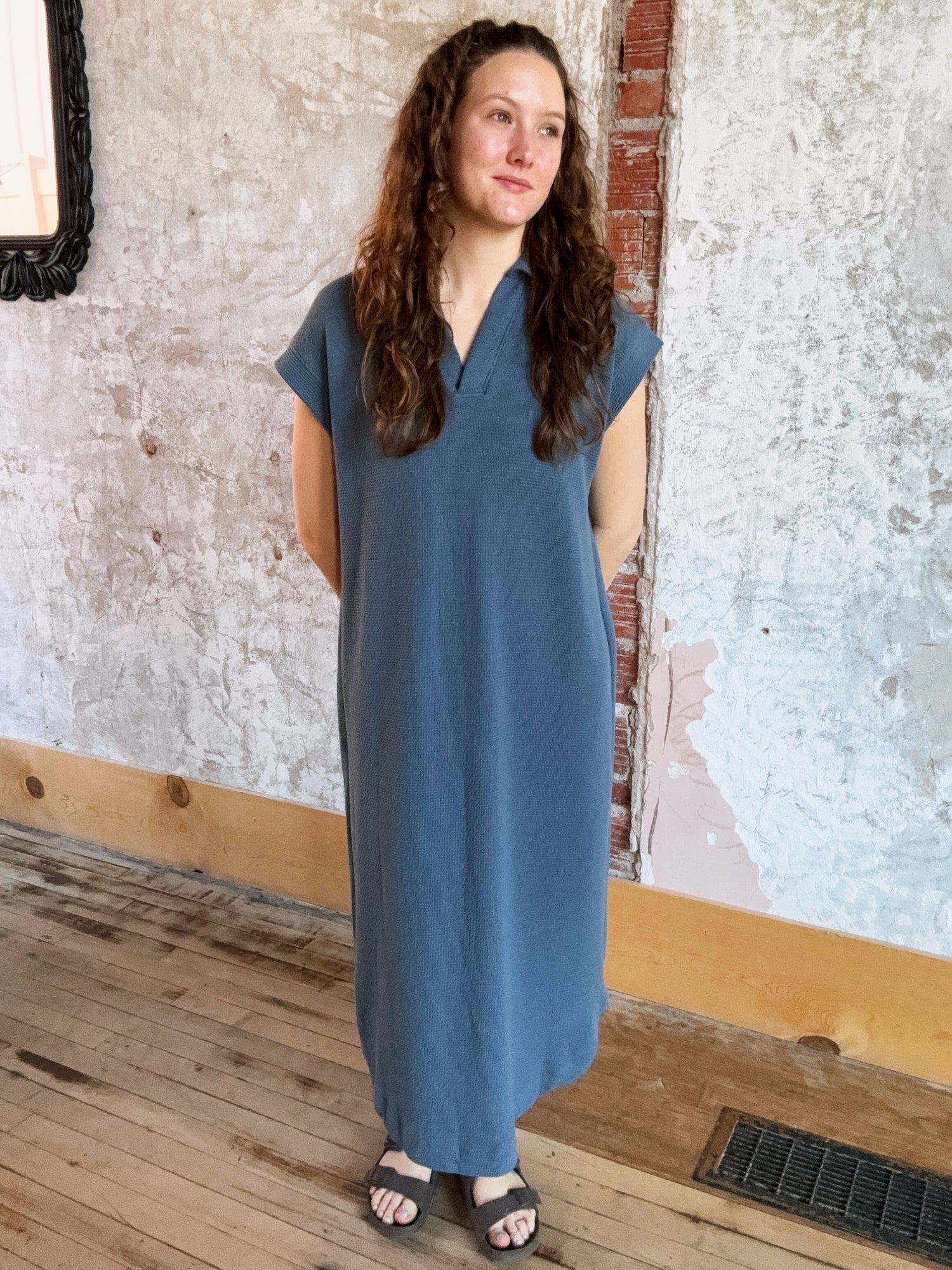 Cloudy Knit Collared Maxi Dress