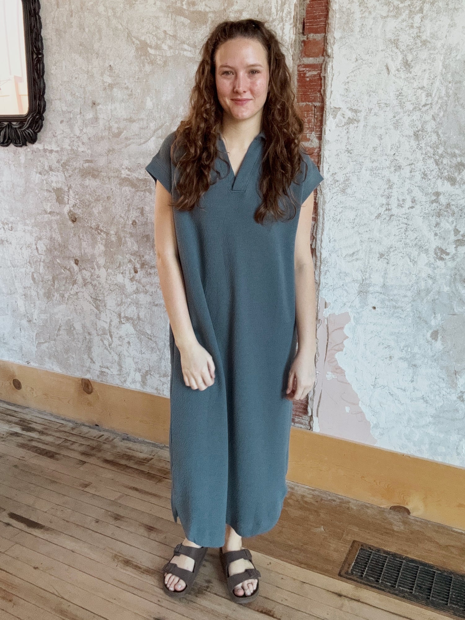 Cloudy Knit Collared Maxi Dress
